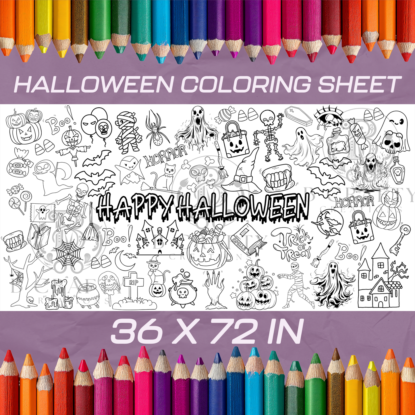 Halloween-Themed Coloring Sheet