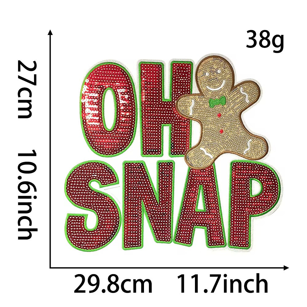 OH SNAP Gingerbread Sequin Patch