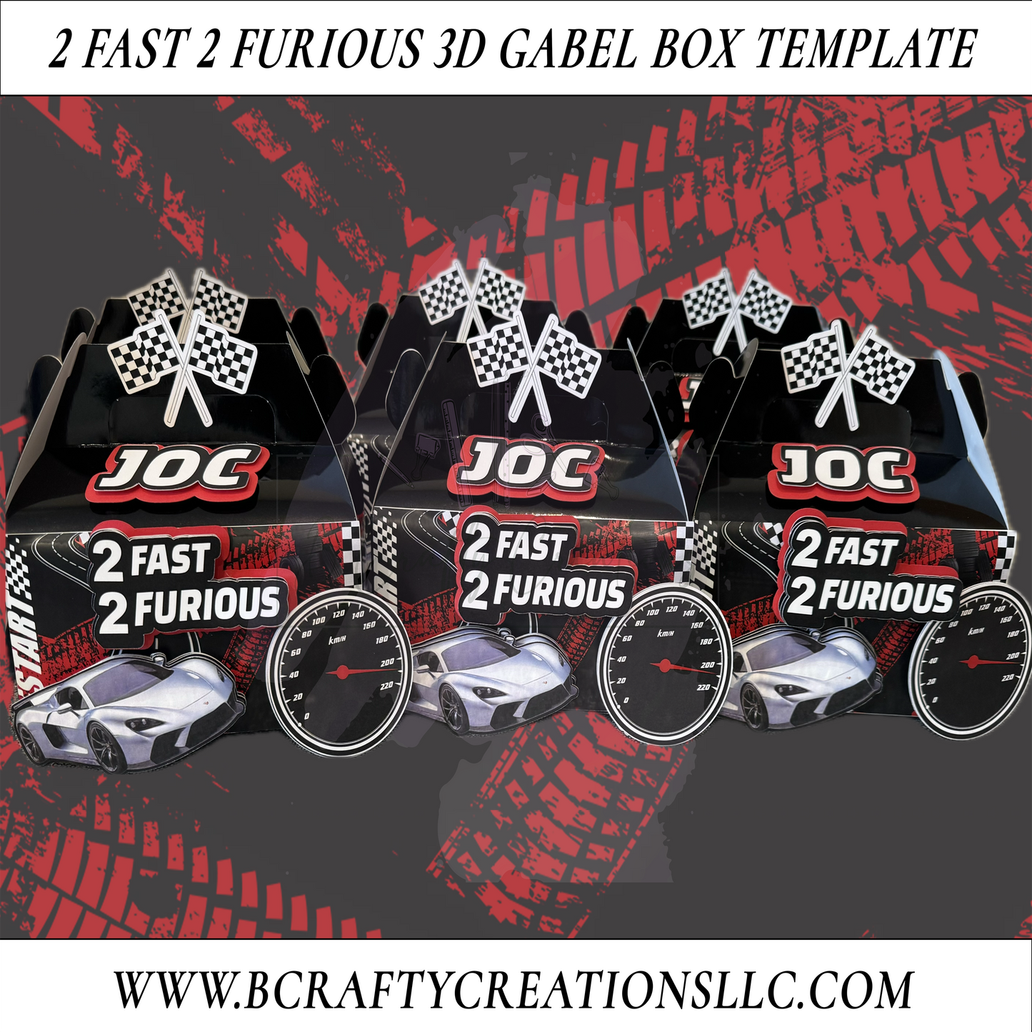 2 Fast 2 Furious Party Favor Template | 3D Gable Box + Editable Label + Silhouette & Canva Files