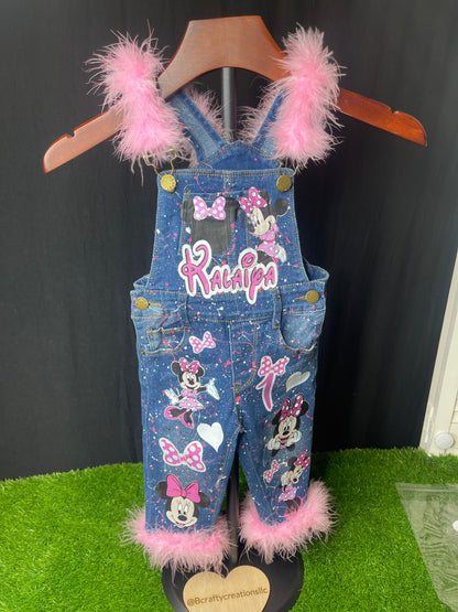 Custom Minnie Birthday Bib Overalls