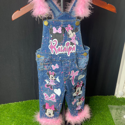 Custom Minnie Birthday Bib Overalls