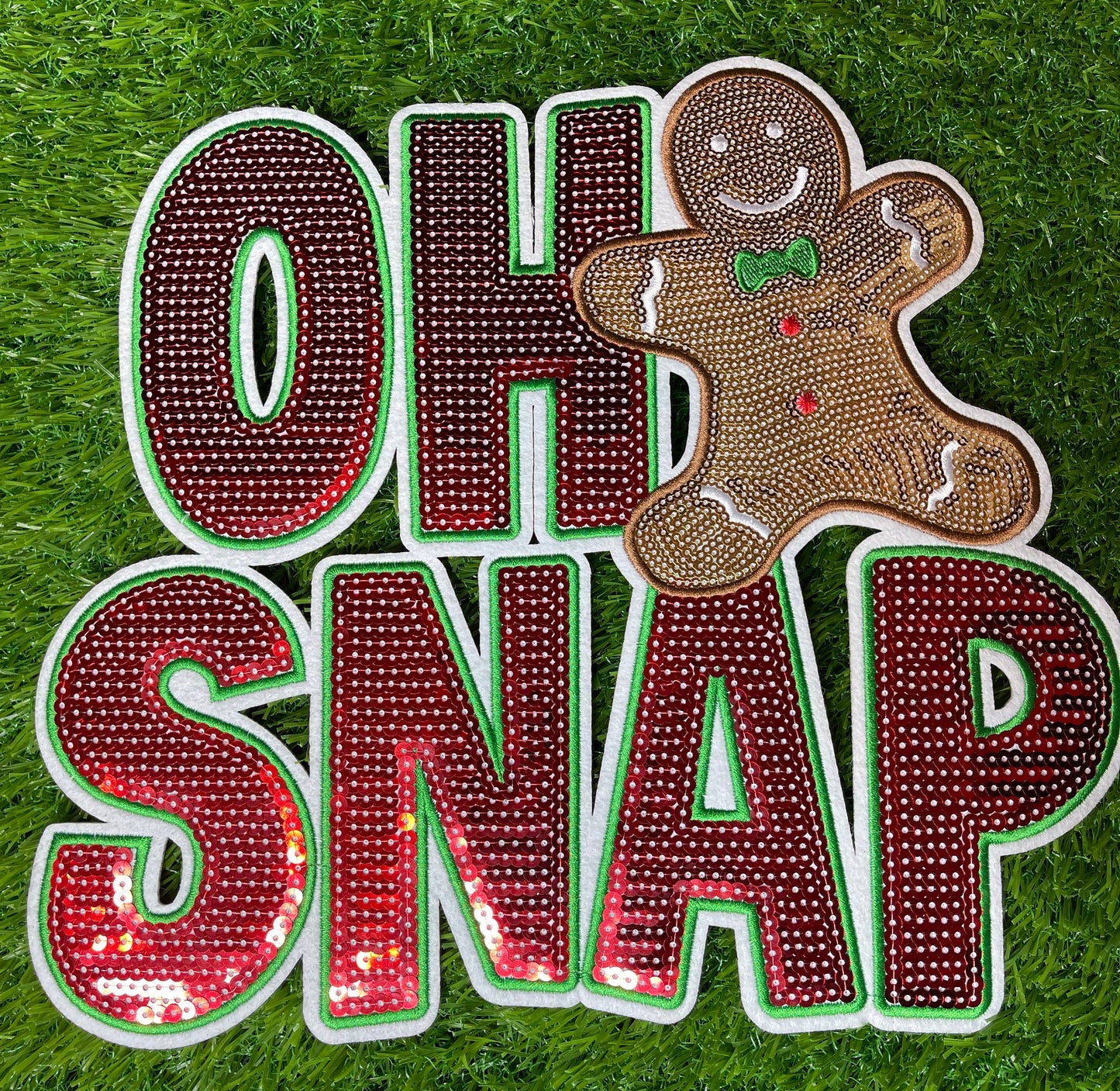 OH SNAP Gingerbread Sequin Patch