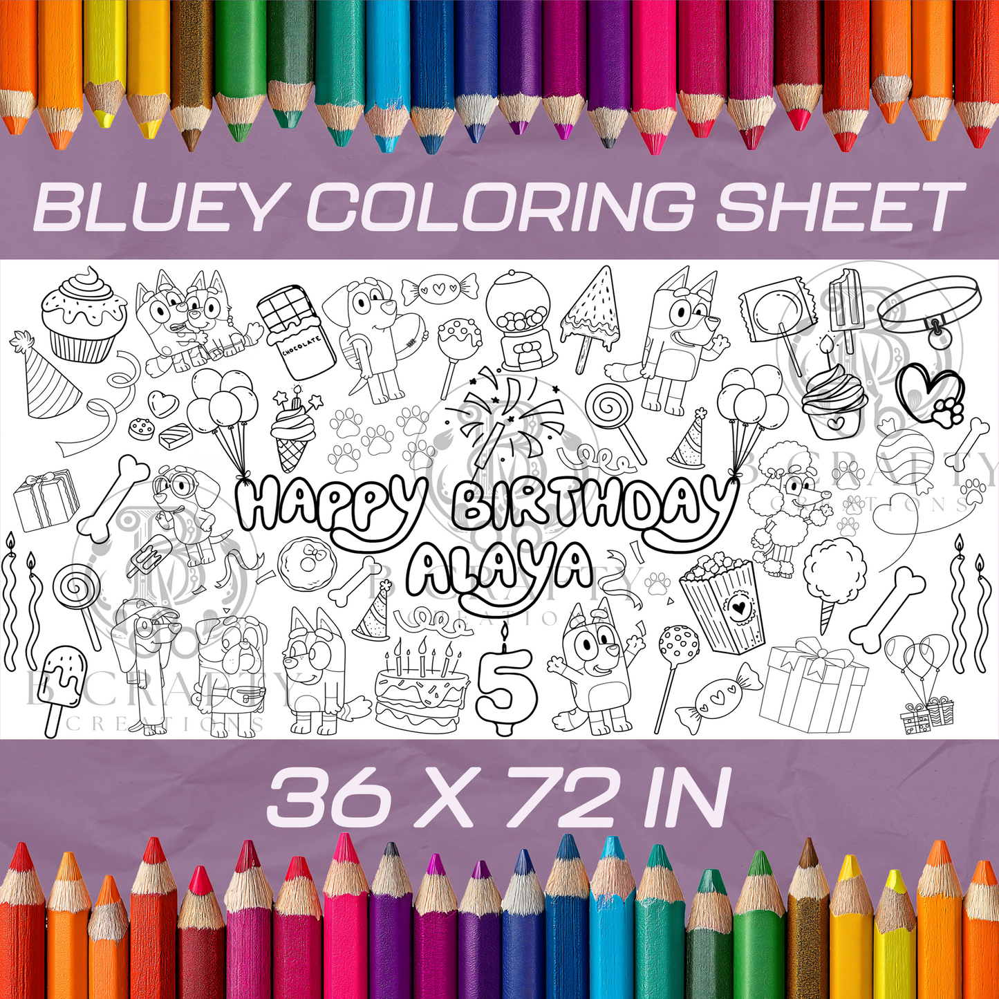 Bluey-Themed Birthday Coloring Sheet