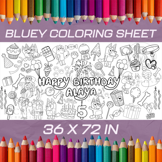 Bluey-Themed Birthday Coloring Sheet