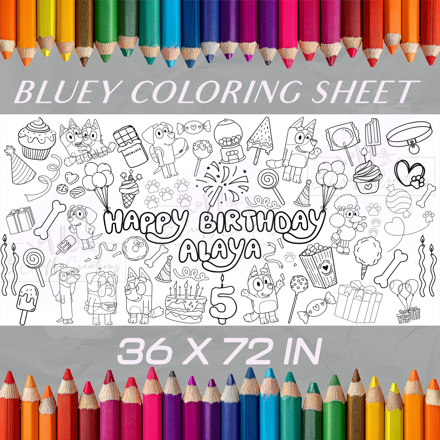 Bluey-Themed Birthday Coloring Sheet