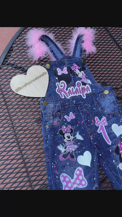 Custom Minnie Birthday Bib Overalls